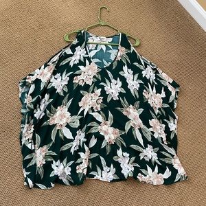Dark green; floral Show Me Your Mumu top; great condition and super cute